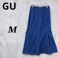 4689 ジーユー デニムスカート M ブルー マーメイド 綿 カジュアル