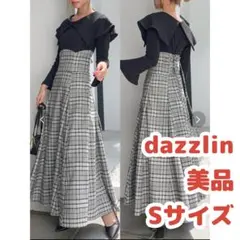 dazzlin ダズリン ビッグカラーチェックコルセットワンピース 美品　着痩せ