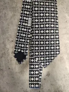 HERMES SILK シルク100% ネクタイ ネイビー ホワイト tai