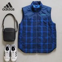 J927@ adidas NEO 超軽量 中綿 ベスト L-XL チェック柄