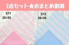 2点おまとめ品　ストライプ　ランチョンマット　ナフキン　ハンドメイド　給食