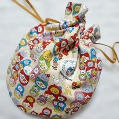 1K-95　昭和レトロ♥はいから横丁♥屋台柄　巾着袋はいから横町ハイカラ横丁 はいから横丁屋台柄 レトロ きんちゃく袋 コップ袋 - メルカリ