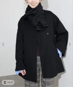 SLOBE IENA SUPER140 ダブルフェイスノーカラーコート・ストール