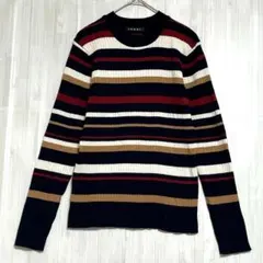 イング　クルーネック ボーダーリブニット　M