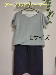 ワンピース　アーノルドパーマー　バイカラーワンピース　Lサイズのサムネイル