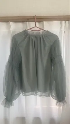 チュール　ブラウス　ブルー系