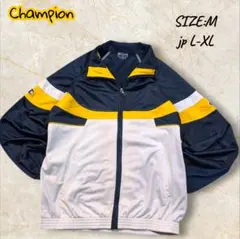 Champion トラックジャケット ネイビー×イエロー×白 M 配色 ジャージ