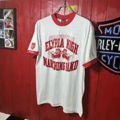 80s KC SPORTSWEAR ラッパおじさん ヴィンテージリンガーTシャツ 