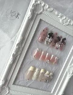 ネイルチップ 春ネイル ガーリーネイル ヌーディーネイル