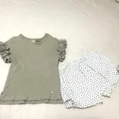 フリル袖Tシャツと小花柄パンツセット　プティマイン　110