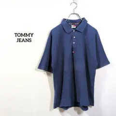 Tommy Jeans 半袖ポロシャツ M ネイビー ロゴ刺繍 コットン