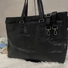 coach コーチ 2way ブリーフケース オールレザー オプアート ブラック