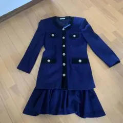 ネイビー ウール混紡 ジャケット スカート セット　9号