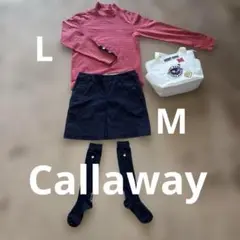 【キャロウェイ】Callawayピンクストライプ モックネックL✖️紺スカートM
