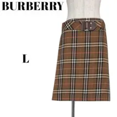 BURBERRY バーバリー チェック柄ミニスカート ベルト付き Lサイズ