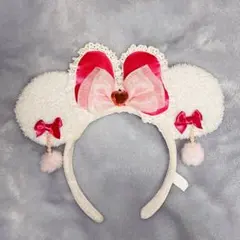 ディズニー ミニー イヤリング カチューシャ 白 ピンク