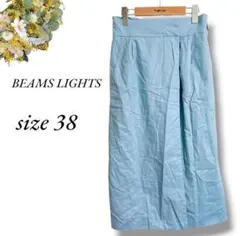 BEAMS LIGHTS 巻きロングスカート サイズ38 水色 無地 4736のサムネイル