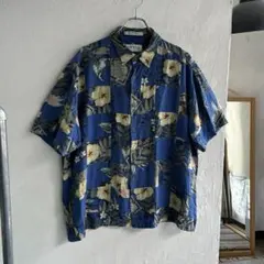 90S ORVIS パッチワーク アロハシャツ ブルー オービスのサムネイル