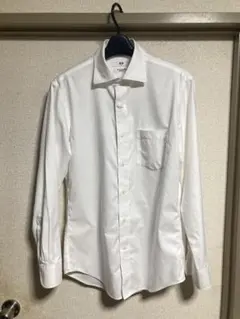 ユニクロ　スーパーノンアイロンスリムフィットシャツ　M ホワイト　ワイドカラー