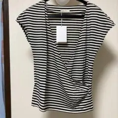 日本製　DES PRES ストライプ　Tシャツ　フレンチスリーブ　カシュクールのサムネイル