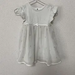 BeBe ホワイト フリル袖 ワンピース 星