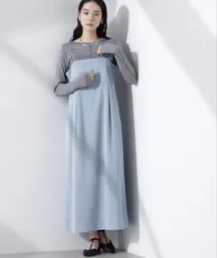 NANOuniverse サテンキャミワンピース ライトブルー