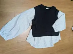 ikka ストライプ柄 レイヤード長袖トップス 130cm