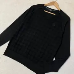 マンシングウェア　ゴルフシャドー千鳥格子柄Ｖ衿ニット・セーター