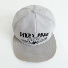 海外古着 プリント メッシュキャップ トラッカー 帽子 グレー