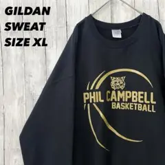 アメリカ古着GILDAN オーバーサイズプリントスエットトレーナー　サイズXL黒