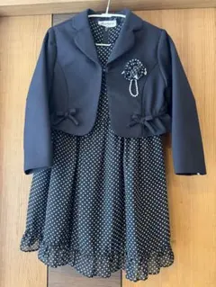 フォーマルワンピース ボレロ付き セットアップ ネイビー ドット柄 入学式120