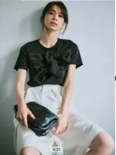 アルページュストーリー ダブルリボンTシャツ 黒 新品正規品 - メルカリ