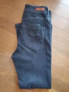 COEL×YANUK スリムテーパードデニムパンツ　25　ブラック系　ストレッチ