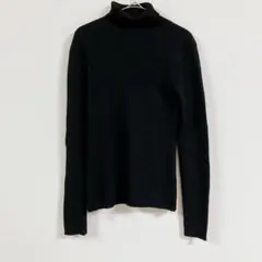 ウール混♡着痩せリブ【L】タートルネック ニット ブラック 黒 万能 古着
