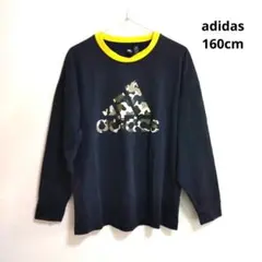 adidas 迷彩ロゴ ネイビー 長袖カットソー 160cm