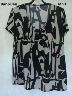 チュニック　半袖　Tシャツ　レディース　白黒　M　L