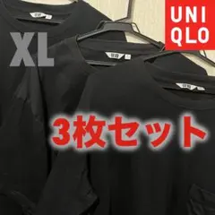 【美品】UNIQLO オーバーサイズクールネックTシャツXL ブラック3枚セット