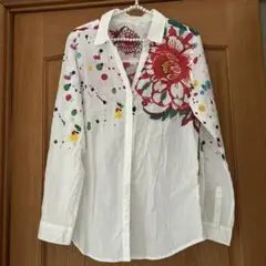 デシグアル　カラフル花柄コットン長袖シャツ