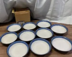 【新品未使用】高級有田焼 肥前 哲三郎窯 白梅 5寸深皿 10客揃い（元箱付き）のサムネイル