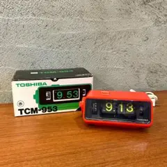 昭和 レトロ 東芝 パタパタ時計 おはようTCM-952 赤 電気目覚時計