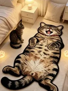 【新品】猫柄 デザインマット インテリア ネコマルチマット キジトラ