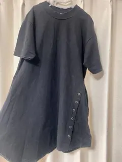 キッズ 130 branshes 黒 Tシャツワンピース サイドボタン付き