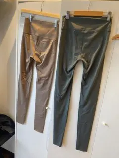 ストレッチ素材 ハイウエスト ロング　ヨガパンツ 2色セット