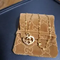 正規　Gucci ゴールド ハート型ネックレス　リップチェーン45cm　布袋付き