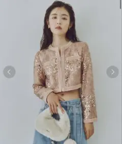 【新品未使用】SNIDEL テクスチャーショートジャケット コーラル 0サイズ