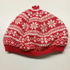 【COMME CA ISM】赤いノルディック柄のベビー帽子