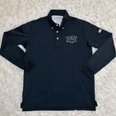 Cutter&Buck ブラック 長袖 ポロシャツ サイズL ダイア柄 ロゴ刺繍