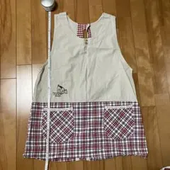 エプロン　ベージュ チェック柄