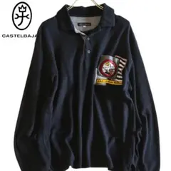 ラルフローレン ラガーシャツ 長袖 黒 エルボーパッチ L y2k swag