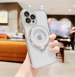 新品 iPhone15promax シルバー メッキ クリア ケース ラスト♪